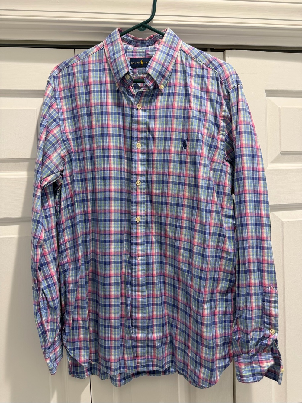 Ralph Lauren Men's Plaid Button-Down Shirt — Blue & Pink